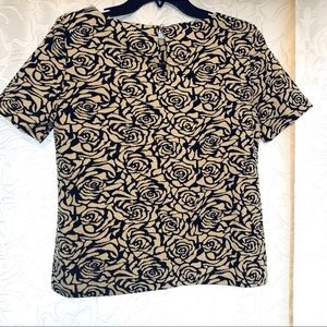Philosophy Black & White Floral Jacquard Top